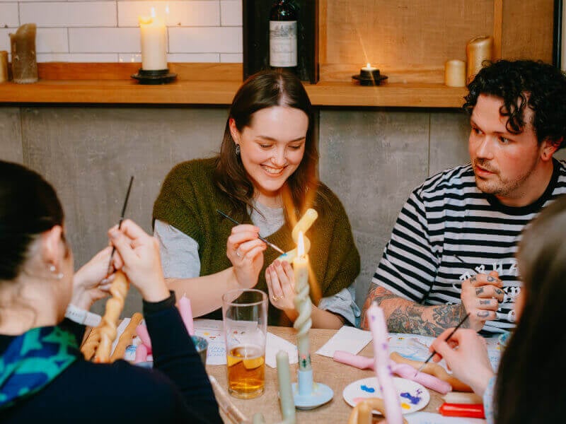 group at a candle painting class